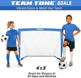 GoSports Portable Soccer Goals for Kids - 13 Color Options - Choose 4 x 3 ft or 6 x 4 ft - Team Tone Pop Up Nets for Backyard