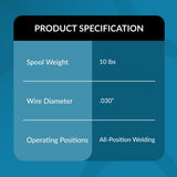 PGN Solid MIG Welding Wire - ER70S-6 .030 Inch - 10 Pound Spool - Mild Steel MIG Wire with Low Splatter and High Levels of Deoxidizers - For All Position Gas Welding