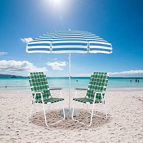 VINGLI Patio Lawn Webbed Folding Chairs Set of 2, Outdoor Beach Chair Portable Dining Chair for Outdoor Yard, Garden (Dark Green, Classic)