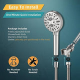 Cobbe Handheld Shower Head with Filter, High Pressure 9 Spray Mode Showerhead Built-in Power Wash with Hose, Bracket and Water Softener for Hard Water Remove Chlorine, Brushed Nickel