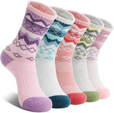 EBMORE Womens Merino Wool Hiking Socks Thermal Warm Winter Crew Cushion Work Boot Outdoor Socks 5 Pairs