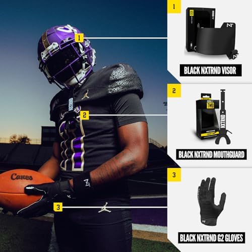 Nxtrnd Two Football Mouth Guard, Football Mouthpiece with Strap, Fits Adult & Youth (Black)