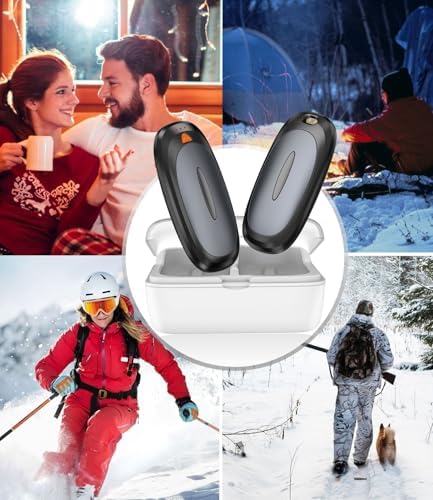 Hand Warmers Rechargeable with 10000mAh Charging Case, 2000mAh Portable Hand Warmers 2 Pack, Reusable Electric Pocket Heater for Hunting, Camping Gear, Outdoors, Gifts for Christmas