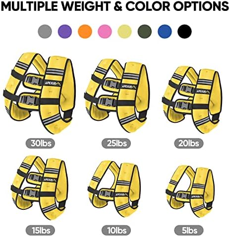 APEXUP Weighted Vest with 5lbs/10lbs/15lbs/20lbs/25lbs/30lbs Weights and Reflective Stripe, Weight Vest Men Women for Workout, Strength Training, Running
