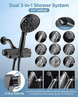 Filtered Shower Head with Handheld Combo Matte Black - Dual 2-in-1 Spa System with Massage Shower Head and 10 Modes Hand Held Shower Head, High Pressure, Built in Power Wash Mode