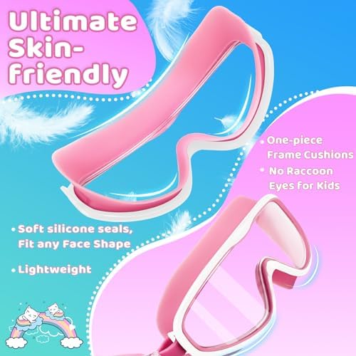 Vvinca Kids Swim Goggles for Age 2-8, Toddler-Goggles with Fabric Strap No Leak Pain-Free, Anti-Fog Goggles for Girls Boys