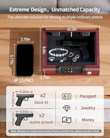 Gun Safe,Biometric Gun Safe for Pistols 3-Ways unlock Fingerprint Digital PIN Key Unlock with Voice,Lock box for Cloakroom living room Bedroom Nightstand and Car BILLCONCH - Burgundy Red