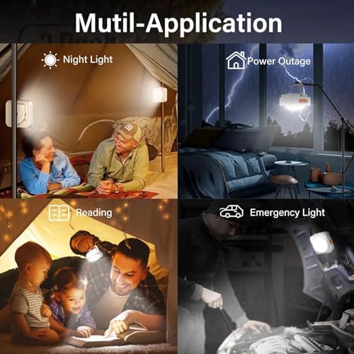 Rechargeable Camping Lights FLY2SKY 4Pcs White Tent Lights Mini Flashlight Portable LED Camping Lantern Survival Gear Camping Accessories for Hiking Backpacking Fishing Hurricane Emergency Outage