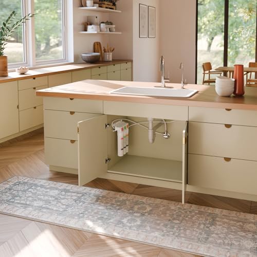 Brondell H2O+ Coral UC300 Three-Stage Undercounter Water Filtration System – Water Purifier with Designer Chrome Faucet – Quick Change Filter, WQA Gold Seal-Certified