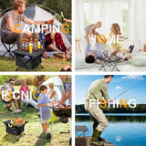 Foldable Camping Side Table, Ultralight Small Beach Aluminum, Portable Outdoor Table with Carry Bag and Storage for Picnic, Grill, Hiking, Fishing, Sand, Camping, Black