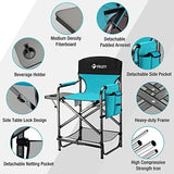VILLEY Tall Directors Chair, Folding Camping Chairs, Makeup Artist Chair with Foot Rest, 900D Fabric for Tailgating Camp Lawn Picnic Fishing Beach, Supports 350 LBS, Blue