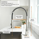 Kitchen Faucet, Kitchen Faucets with Pull Down Sprayer Sus304 Stainless Steel Industrial Single Handle One Hole Faucet for Farmhouse Camper Laundry Utility Rv Wet Bar Sinks Bushed Nickel 866082SN