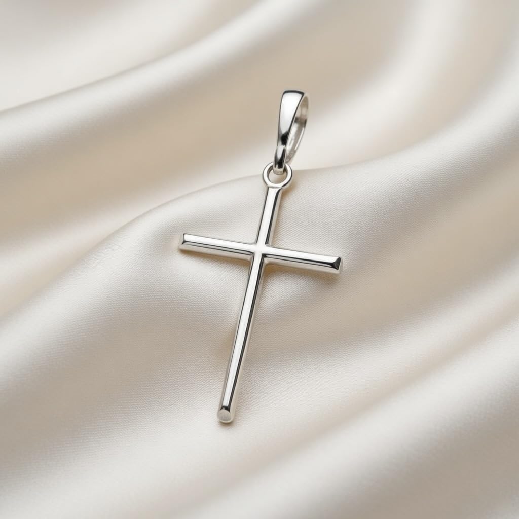 silverzone77 Cross Sterling Silver 925 Pendant Minimalistic Religious Unisex Jewelry