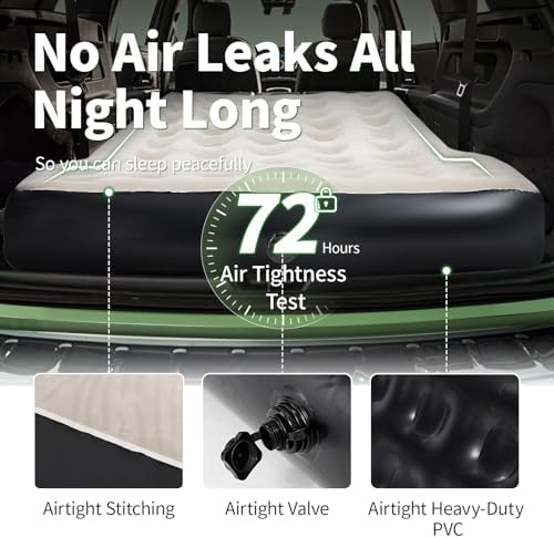 SUV Air Mattress,10inch Car Air Mattress for SUV,Camping Car Bed Mattress with External Pump Pillows Carry Bag