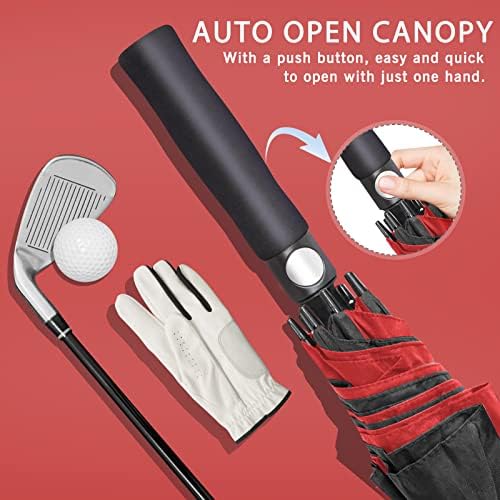 ZOMAKE Automatic Open Extra Large Golf Umbrella 51/54/62/68 Inch, Double Canopy Vented Windproof Oversize Stick Umbrellas for Rain
