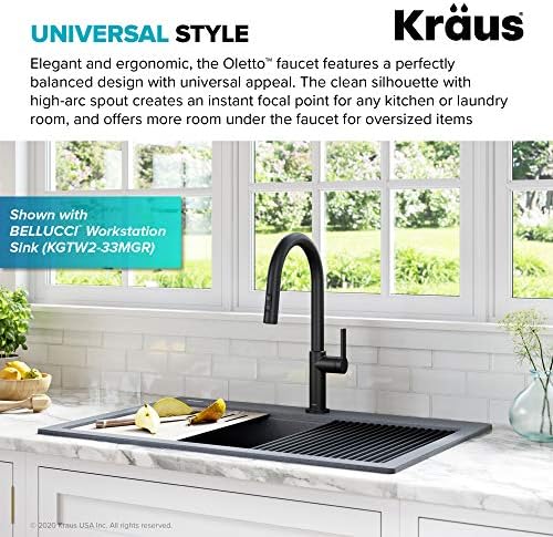 KRAUS Oletto Single Handle Pull Down Kitchen Faucet in Matte Black, KPF-2820MB