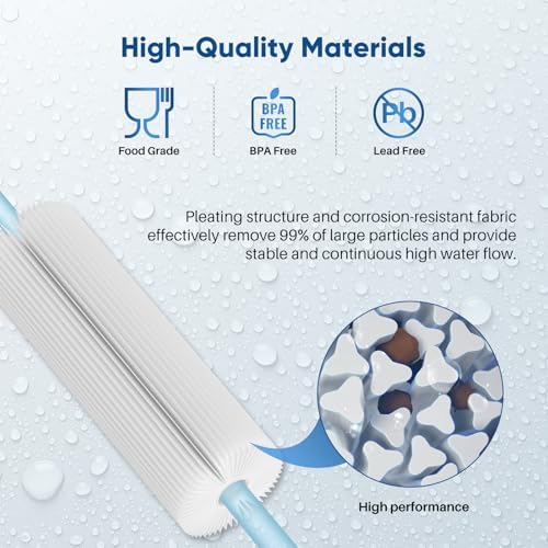 PUREPLUS 10" x 4.5" Whole House Pleated Sediment Filter for Well Water, Replacement Cartridge for GE FXHSC, Culligan R50-BBSA, Pentek R50-BB, DuPont WFHDC3001, American Plumber W50PEHD, GXWH40L, 3Pack