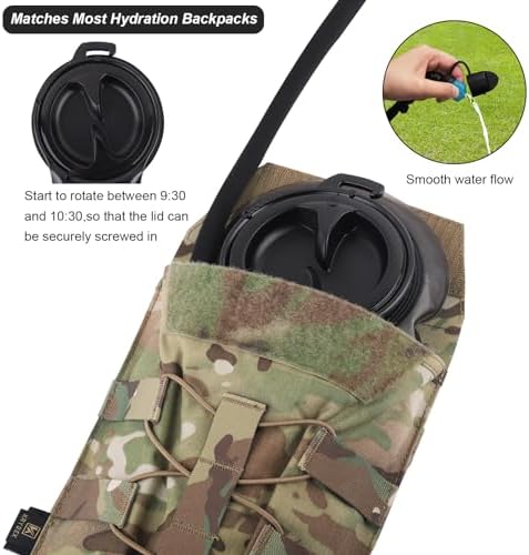 PETAC GEAR 1.5L / 3L Tactical Hydration Pack，Molle Carrier Pouch for 50 oz /100 oz Hydration Bladder Daypack Water Backpack.