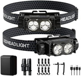 Headlamp Rechargeable 2PCS, Light Bright LED Rechargeable Headlight with White Light, Waterproof Head Lamp with Headband for Outdoor Camping, Hiking, Camping Essentials, Working(Black)