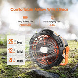 Camping Fan with LED Lantern, Rechargeable Battery Powered Fan, Portable Tent Fan with Remote Control, 25H Working Time, Battery Operated Fan, 180°Head Rotation, Outdoor travel Fan, Ceiling Fan