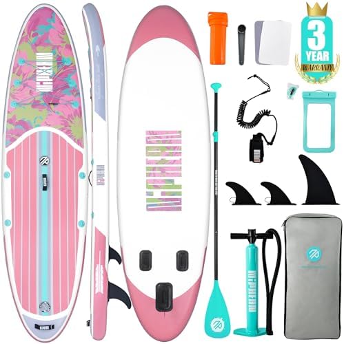 Niphean Inflatable Stand Up Paddle Board with SUP Accessories, Anti-Slip EVA Deck, 10’6’’ Inflatable Paddle Boards for Adults & Youth of All Skill Levels