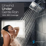 SparkPod Shower Head - High Pressure Rain - Premium Quality Luxury Design - 1-Min Install - Easy Clean Adjustable Replacement for Your Bathroom Shower Heads (Luxury Polished Chrome, 8 Inch Square)
