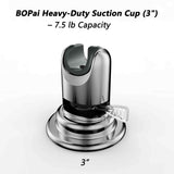 BOPai Suction Cup Shower Head Holder for Handheld Shower – No Drill, for Smooth Surfaces Only, Adjustable 20°, Chrome