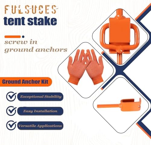16In Tent Stakes, Ground Anchors Screw in, with 1PCS Tent Stakes Heavy Duty Adapter, for Screw Ground Anchors, Tree Straightening Kit, Anchors Tent, Mobile Home Anchors (Color : Orange, Size : 12PCS