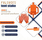 16In Tent Stakes, Ground Anchors Screw in, with 1PCS Tent Stakes Heavy Duty Adapter, for Screw Ground Anchors, Tree Straightening Kit, Anchors Tent, Mobile Home Anchors (Color : Orange, Size : 12PCS