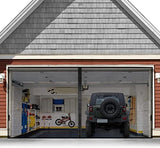 Garage Door Screen For 2 Car 18x7FT, Magnetic Screen Garage with Retractable Fiberglass Mesh and Heavy Duty Weighted Bottom, Easy Assembly & Pass, Hands Free Screen Door w/ 40 Magnets for Garage/Patio