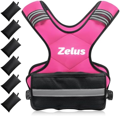 ZELUS Weighted Vest for Men and Women | 4-10lb/11-20lb/20-32lb Vest with 6 Ironsand Weights for Home Workouts | Adjustable Body Weight Vest Exercise Set for Cardio and Strength Training
