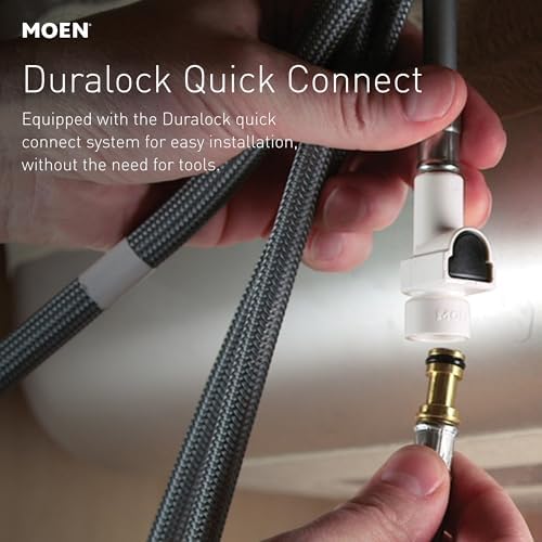 Moen Adler Chrome One-Handle High Arc Kitchen Sink Faucet with Power Clean, Modern Kitchen Faucet with Pull Down Sprayer, 87233