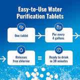 Aquatabs Water Purification Tablets for Drinking - 100 Tablets + 2 Chlorine Test Strips - Water Purifier Starter Kit - for Boat and RV Tanks - by Aquamarine Water Solutions