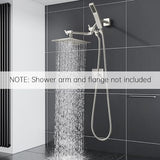 G-Promise All Metal 10" Dual Square Shower Head Combo | Rain Shower Head | Handheld Shower Wand | Adjustable | 3-Way Diverter | 71" Extra Long Hose - A Bathroom Upgrade(Brushed Nickel)