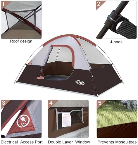 Camping Tent 2 Person, Waterproof Windproof Tent with Rainfly Easy Set up-Portable Dome Tents for Camping…