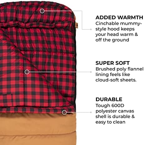 TETON Sports Deer Hunter -35F and 0F Degree Sleeping Bag. Warm and Comfortable Camping Sleeping Bags, Teton Tough Canvas Shell for Camping, Hunting, and Cold Weather