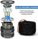 Odoland 15pcs Camping Cookware Mess Kit, Non-Stick Lightweight Pot Pan Kettle Set with Stainless Steel Cups Plates Forks Knives Spoons for Camping, Backpacking, Outdoor Cooking and Picnic