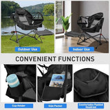 GDY Camping Chairs, Oversized Hammock, Folding Rocking Chairs, Adjustable Back Swing Chairs, Cup Holder, Outdoor Beach Lawn, Black