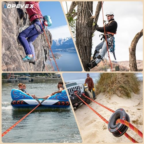 1/2 Inch Climbing Rope 150 Ft Red - 48 Strands Tree Climbing,1/2in Arborist Rope,Rappelling Rope,Static Nylon Polyester Braided Rope,Bull Rope for Tree Pulling,Nautical Rigging Rope Swing