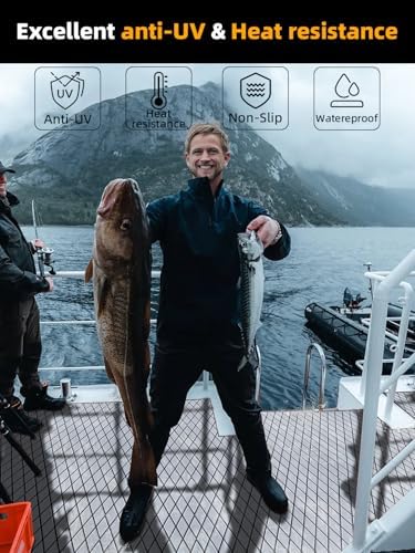 FOCEAN Boat Flooring EVA Foam Boat Decking Marine Mat Non-Slip Self-Adhesive Flooring Sheet for Motorboat Kayak Surfboard Garden Floor Swimming Pools, 94.5''x 47.2'', Grey with Black Lines