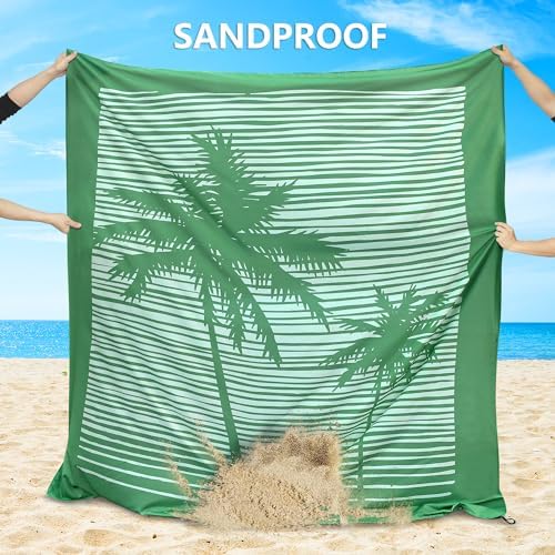 Beach Blanket Waterproof Sandproof Beach Mat 79" X 83" /10'x9'for 2-8 Adults Quick Drying Outdoor Picnic Mat Beach Accessories for Travel, Camping, Hiking