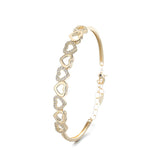 Amy & Annette 14K Gold Plated Heart Bangle Bracelet for Women with Crystals - Adjustable Gold Bangles, Heart Bracelets for Women, Cute Bangle, Gold Plated Bracelets