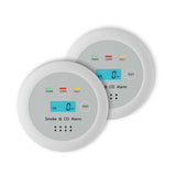2 in1 Smoke Detector Carbon Monoxide Detector Combo,with LCD Digital Display and Sound Warning Test Button，Battery Powered，Easy Installation, for Home, Bedroom, Kitchen(2PACKS)