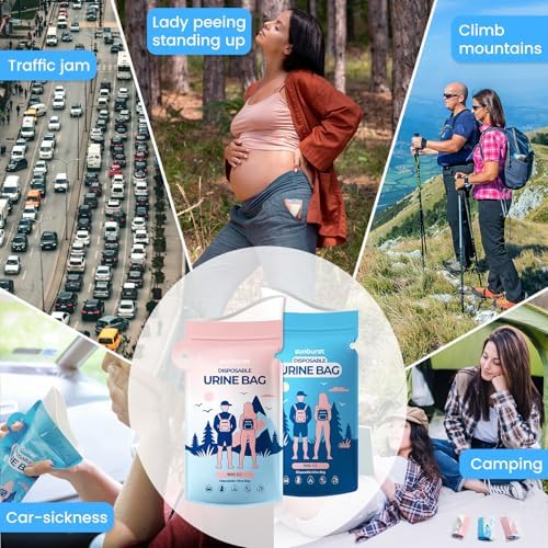 Disposable Urine Bags,900ML Pee Bags for Travel for Women/Men with Big Funnel,Leak-Proof Emergency Portable Travel Urinal and Vomit Bags for Travel,Car,Camping,Traffic,Pregnant, Patient, Kids