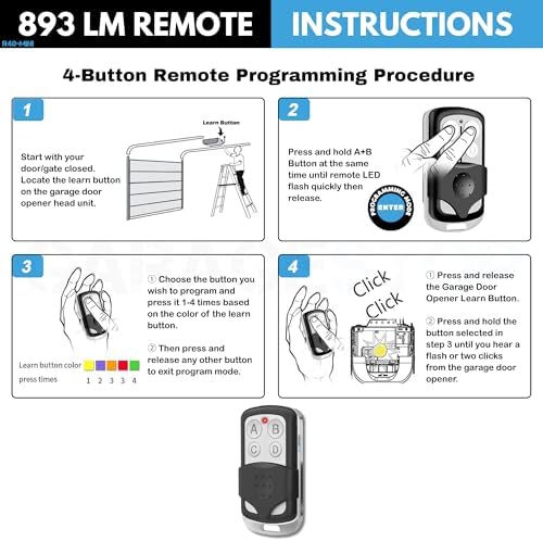 Garage Stop 2X for 893LM 893Max Chamberlain Craftsman Liftmaster Garage Door Opener Remote, 1993 to Present Garage Clicker, Universal Garage Door Remote Keychain