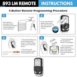 Garage Stop 2X for 893LM 893Max Chamberlain Craftsman Liftmaster Garage Door Opener Remote, 1993 to Present Garage Clicker, Universal Garage Door Remote Keychain