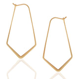 Geometric Chevron Threader Hoop Earrings for Women - 18K Gold Plated Hoops