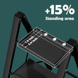 Taranta 2 Step Ladder,Aluminum Lightweight Folding 2 Step Stool with Anti-Slip Wide Pedal, 330lbs Capacity Step Ladder for Household,Kitchen,Office - Black