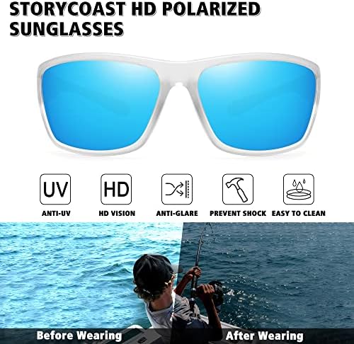 STORYCOAST Polarized Sports Sunglasses for Men Women Unbreakable Frame Cycling Fishing Driving