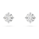 SWAROVSKI Attract Pierced Stud Earrings, Round-Cut Clear Crystals on Rhodium Finish Setting, Part of the Swarovski Attract Collection